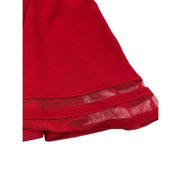 Calvin Klein Girls Red Fit & Flare Dress With Sheer Mesh Details & Bow Accent Si - Picture 5 of 11